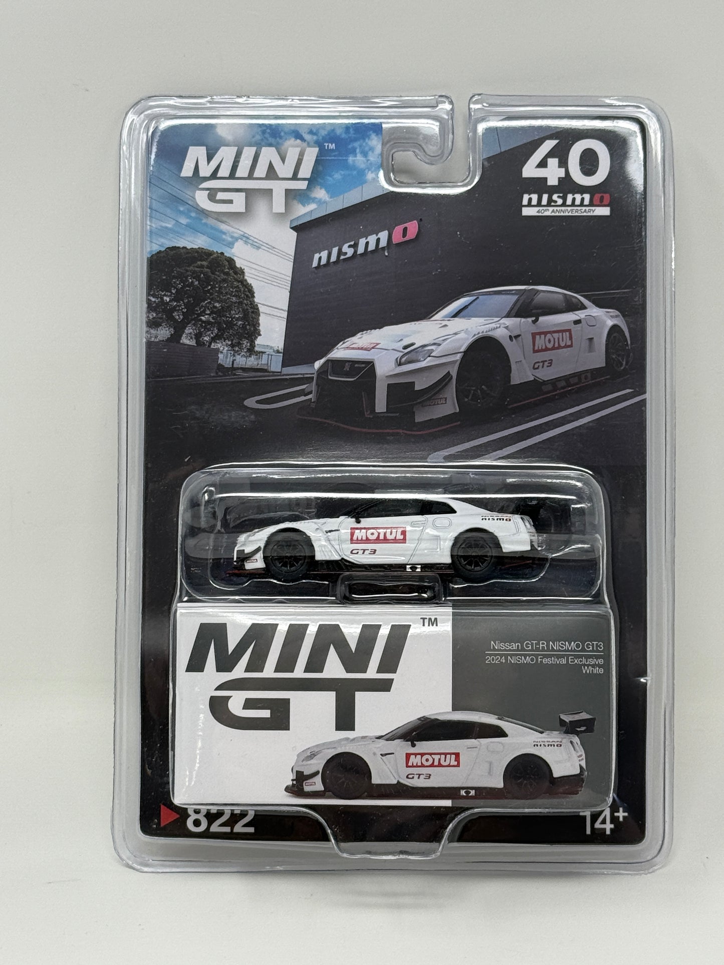 Mini GT Nissan GTR NISMO GT3 2024 NISMO Festival Exclusive #822 40th Anniversary
