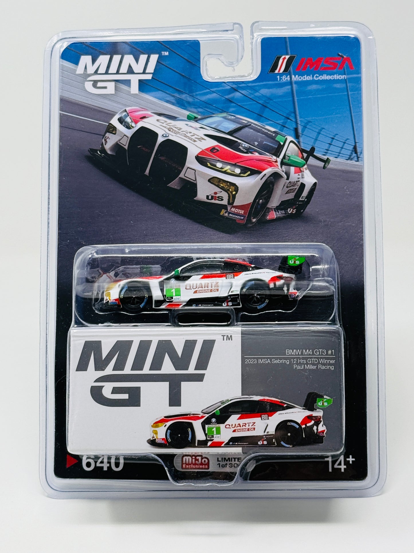 Mini GT BMW M4 GT3 2023 IMSA Sebring 12 Hrs GTD Winner
Paul Miller Racing #640
