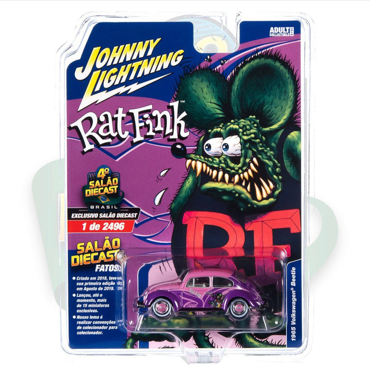 Johnny Lightning 1965 Volkswagen Bettle Rat Fink Salão DieCast