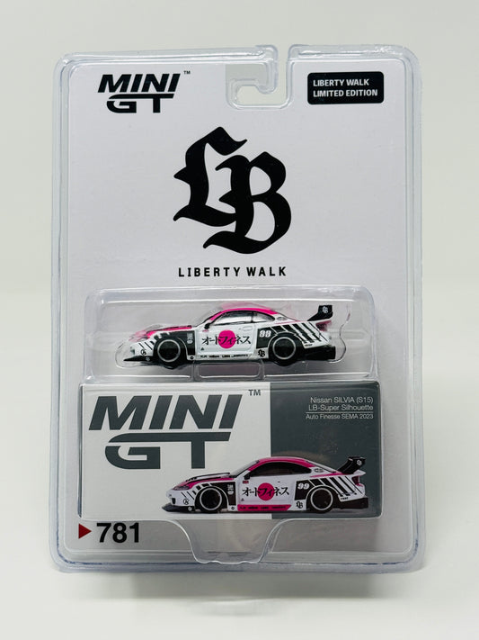 Mini GT Nissan Silva (S15) LB Super Silhouette Auto Finesse SEMA 2023 Liberty Walk Exclusive Package #781