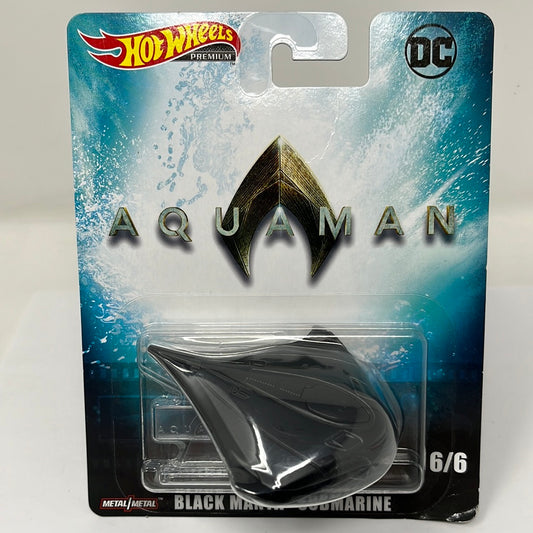 hot wheels premium aquaman dc comics black manta submarine real riders