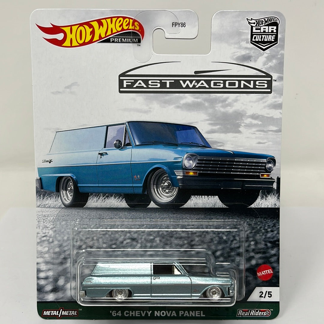 hot wheels premium 64 chevy nova panel fast wagons real riders