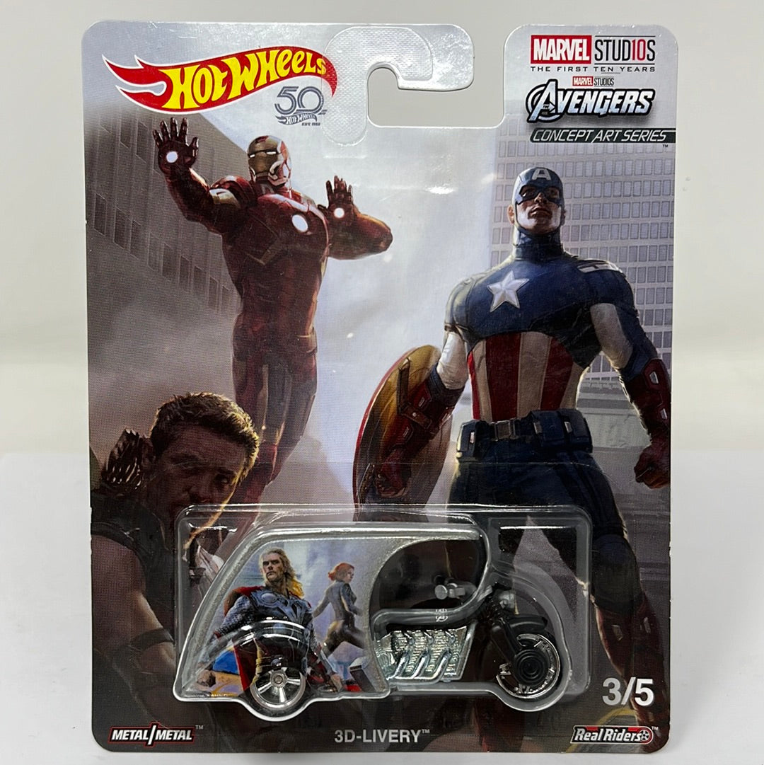 Hot wheels premium 3d delivery avengers marvel capitain america real riders