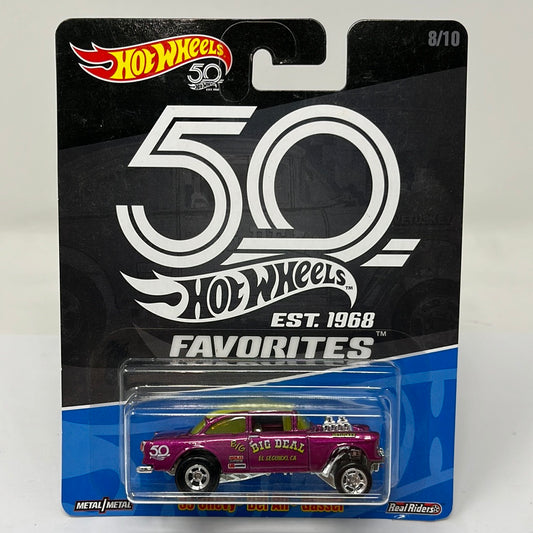 Hot wheels premium 55 chevy bel air gasser 50th favorites real riders