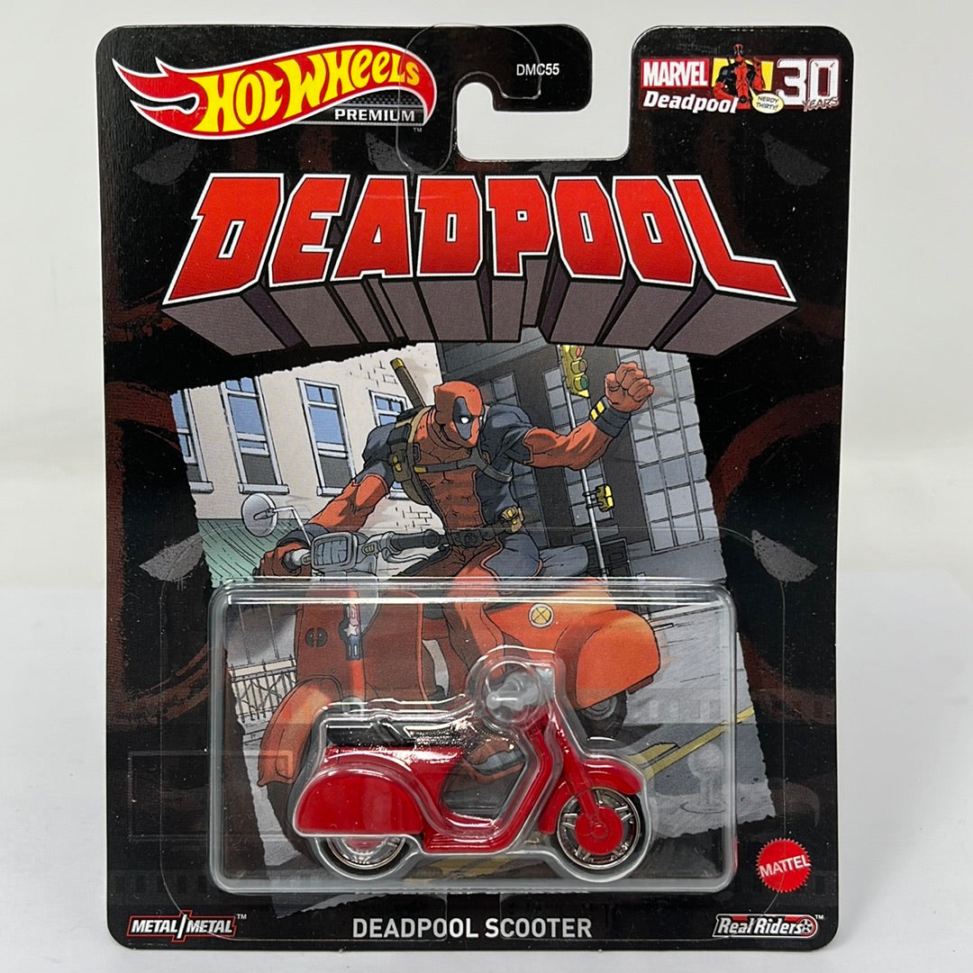 hot wheels premium marvel deadpool scooter real riders