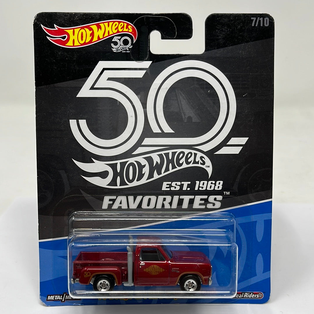 Hot wheels premium 78 dodgw li’l red express truck 50th favorites real riders