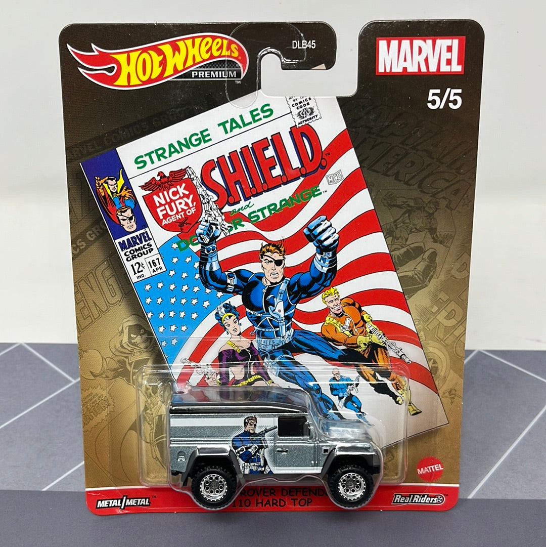 Hot wheels premium marvel land rover defender 110 hard top pop culture