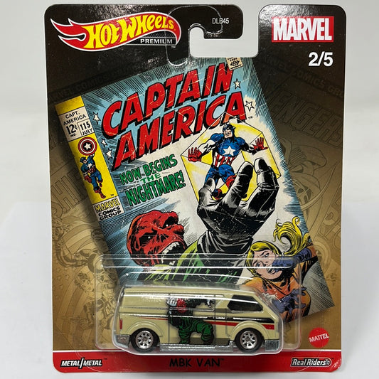 Hot wheels premium mbk van captain america marvel real riders