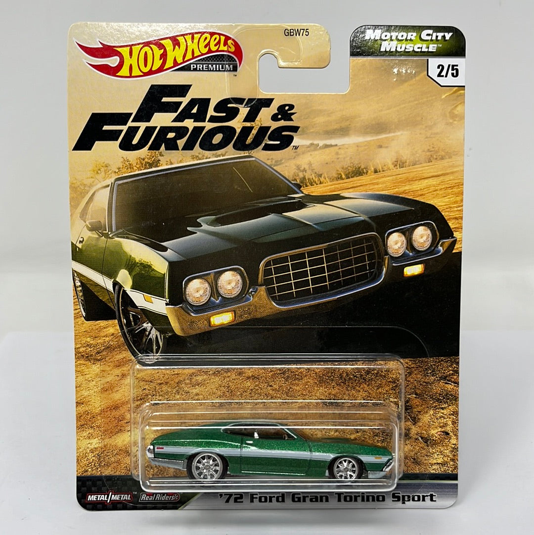 hot wheels premium 72 ford gran torino fast and furious sport real riders