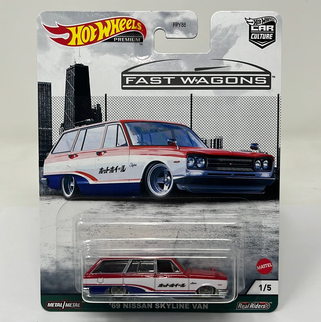 Hot wheels premium fast wagons 69 nissan skyline van real riders