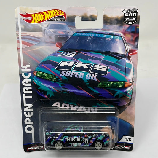 Hot wheels premium open track nissan skyline gtr advan hks 87 real riders