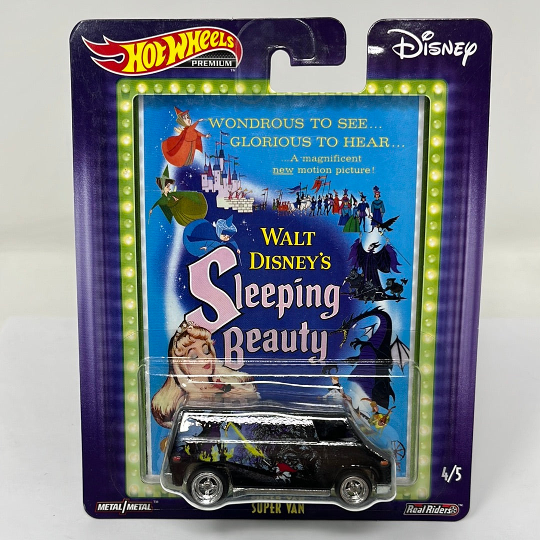 hot wheels premium disney sleeping beauty super van real riders