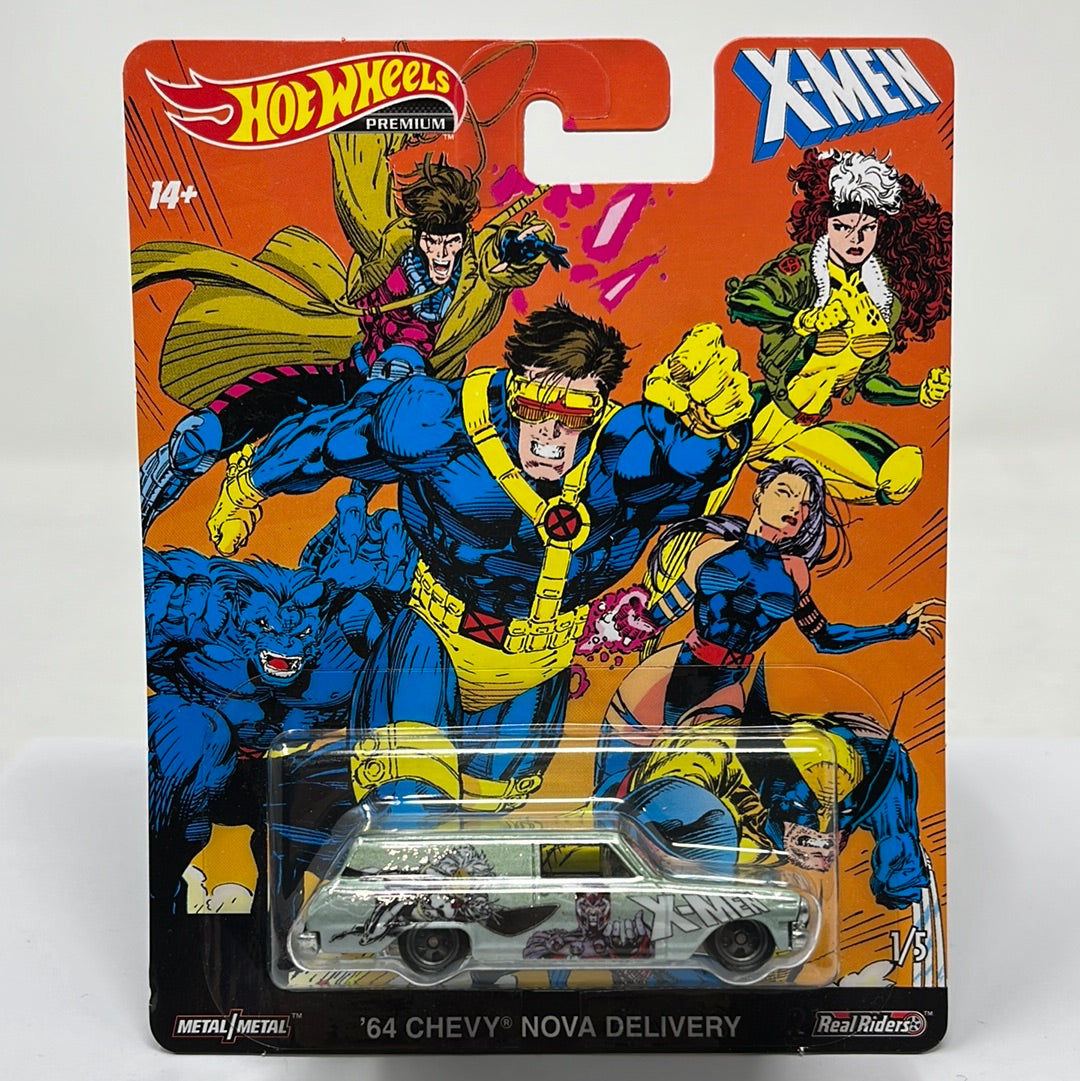 Hot wheels premium 64 chevy nova delivery x-men real riders