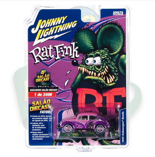 Johnny Lightning 1965 Volkswagen Bettle Rat Fink Salão DieCast 2023