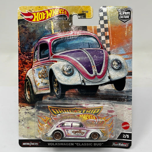 Hot wheels premium volkswagen classic bug drag strip mattel real riders